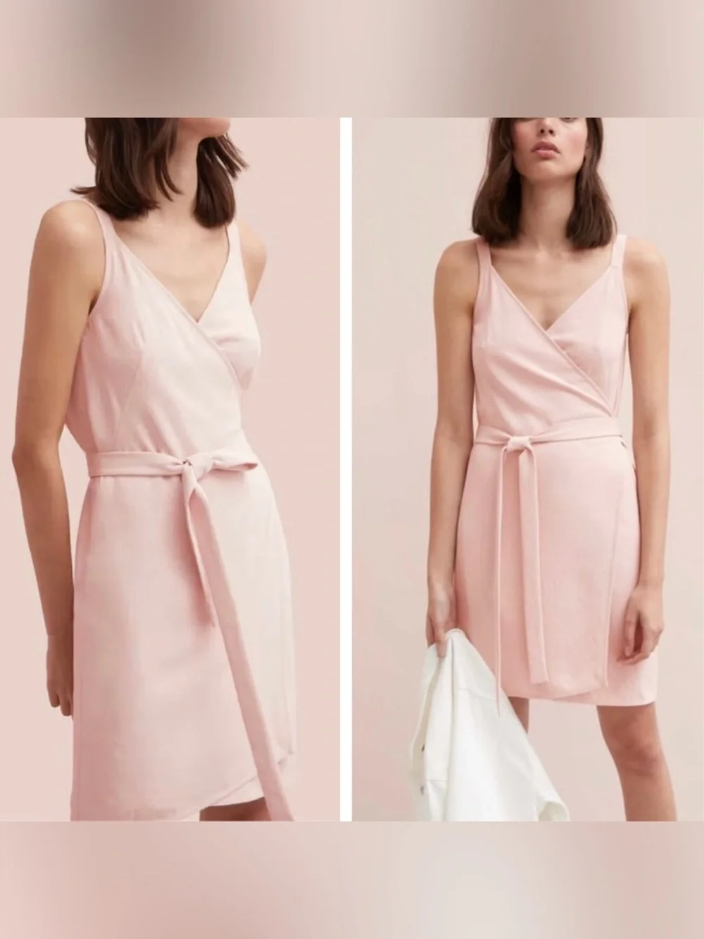 Everlane Japanese GoWeave Sleeveless Wrap Mini Dress Dusty Blush Pink Women’s 4